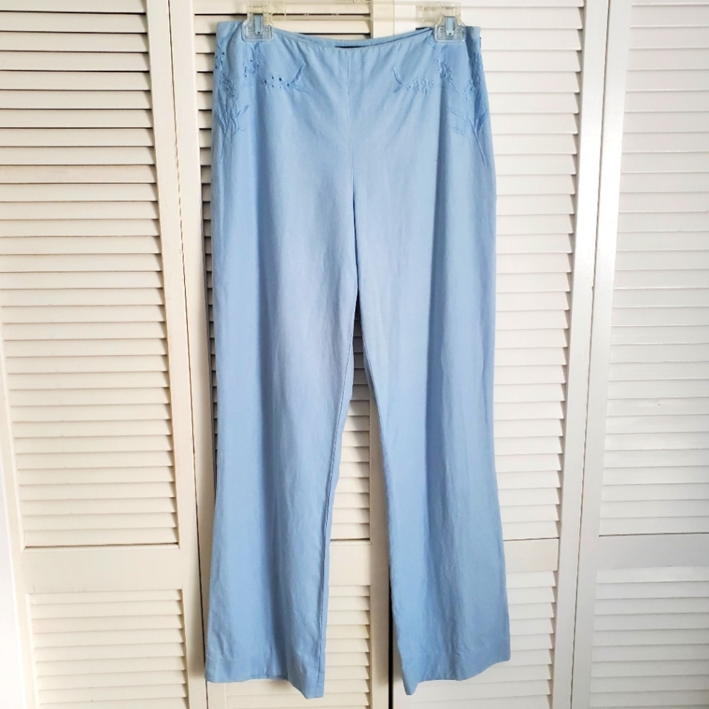 MAK New York Light Blue Linen Blend Pants - Sz 6